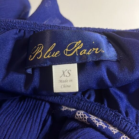 Blue Rain romper navy blue pink embroidery cape like top elastic waist size XS - Picture 8 of 14